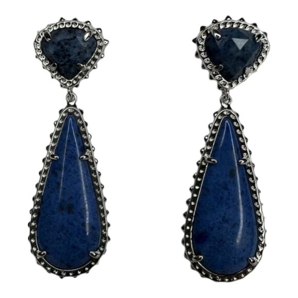 KENDRA SCOTT Payton Blue Dumortierite Stone Silver Drop Earrings New!! - Picture 5 of 7